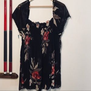 [EUC] Mileage Floral Sheer Ruffle Top (2x)